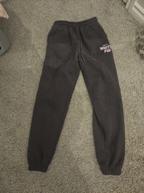 Black Sweatpants with Pink "White Fox" Logo